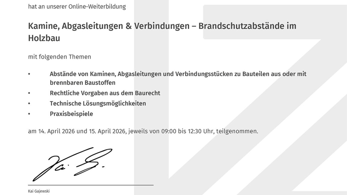 Kamine, Abgasleitungen & Verbindungen – Brandschutzabstände im Holzbau