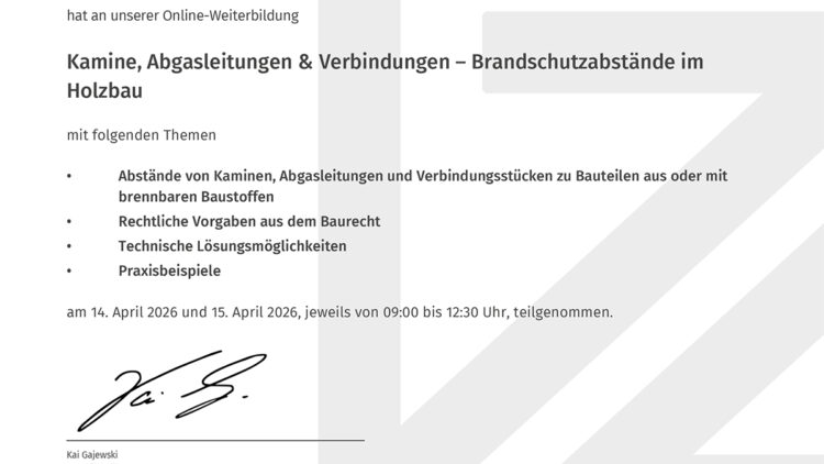 Kamine, Abgasleitungen & Verbindungen – Brandschutzabstände im Holzbau